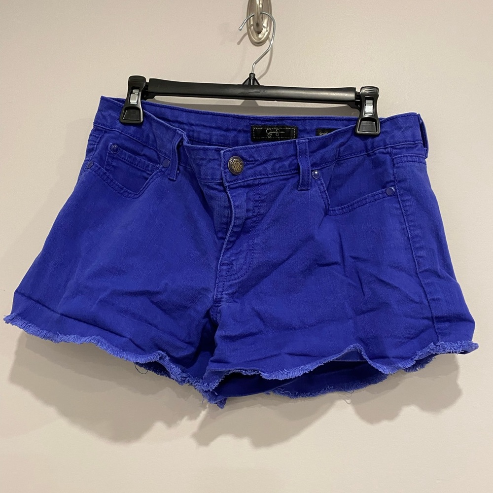 •2/$20• Blue Jessica Simpson Low-Rise Cutoff Shorts - Size 30 - Picture 1 of 3
